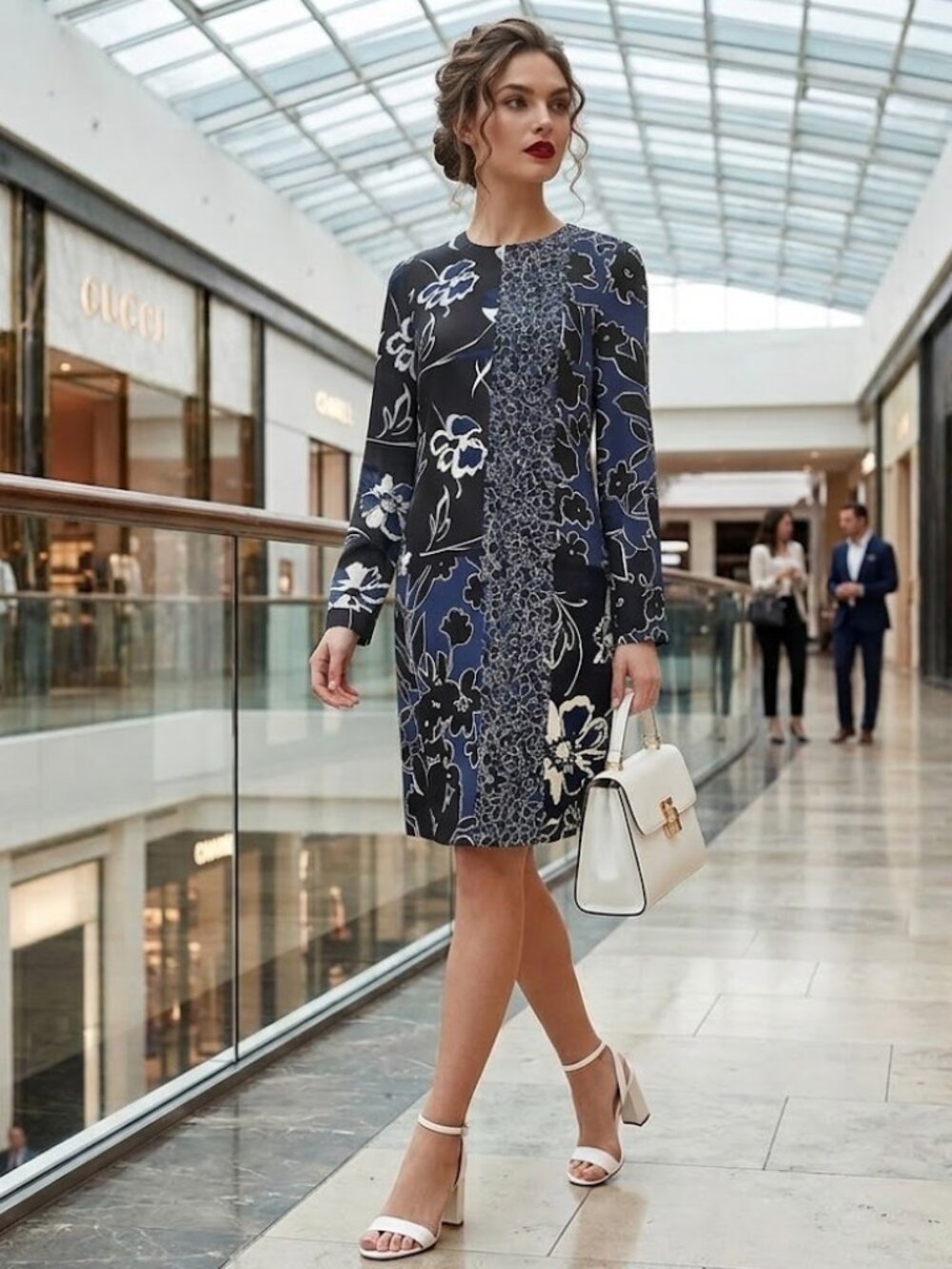 $1975 MICHAEL KORS COLLECTION NWT Designer Blue & Black Floral Dress – Size 10